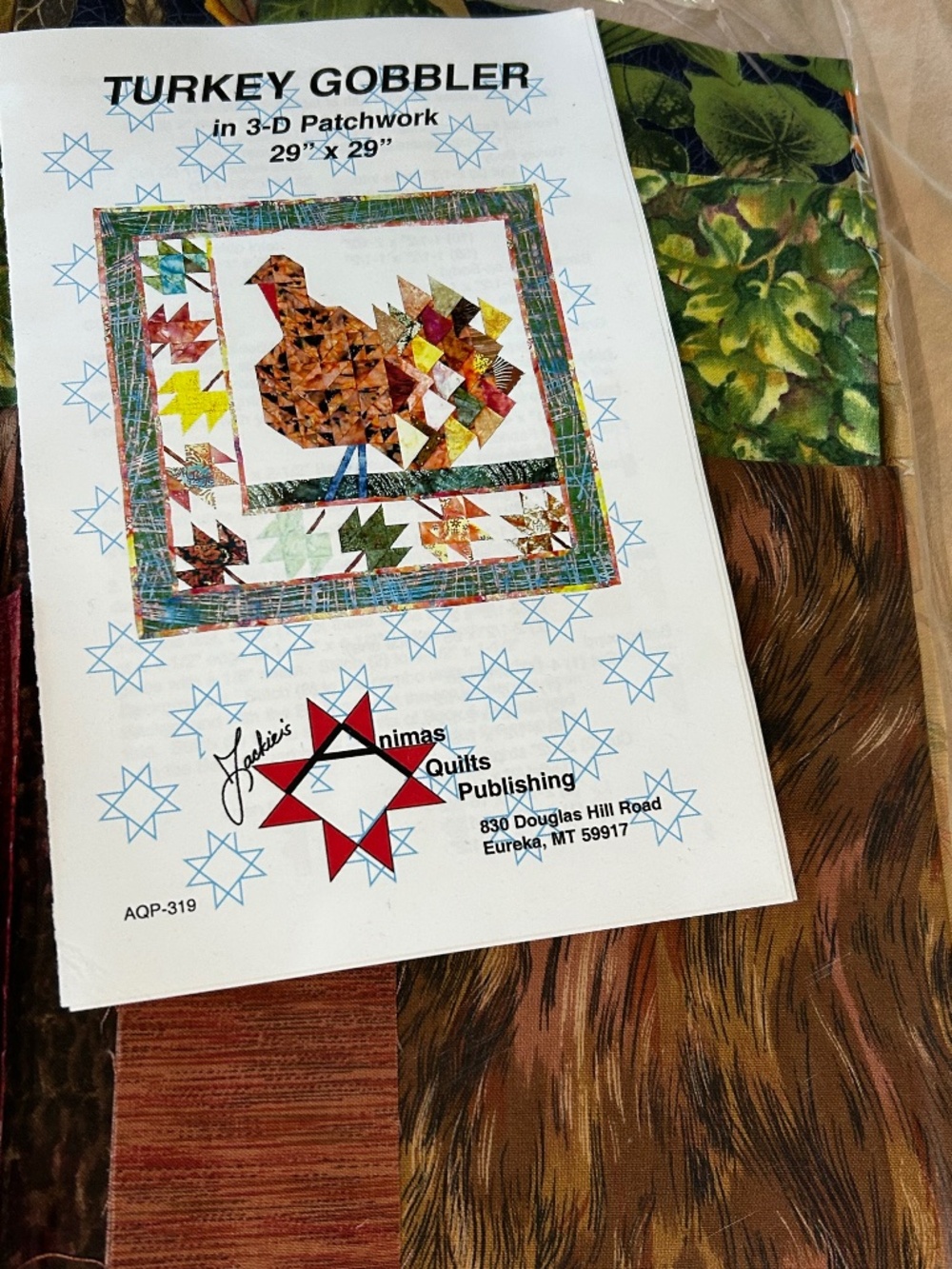 Turkey Gobbler 3D Quilt Kit Finished 29”x29”